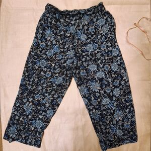 Floral Blue Pull On Trousers